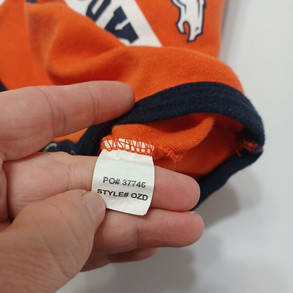 Broncos Rookie Boys Bodysuit Orange Blue Logo Snaps Short Sleeve 0-3 Months - Picture 8 of 12